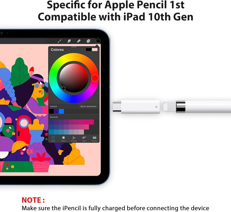ASKUBSKU محول قلم USB C لجهاز Apple Pencil الجيل الأول، محول شاحن USB-C إلى Lightning متوافق مع iPad الجيل العاشر، موصل Dongle iPencil من نوع C لجهاز iPad 10 إلى iPencil 1، 2 قطع - Image 3